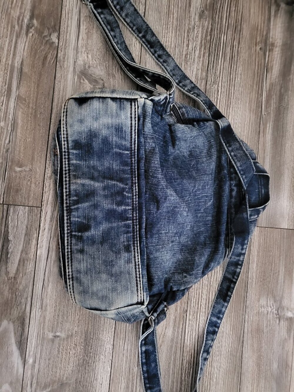 Acid Wash Denim Mini Backpack Rucksack - Picture 4 of 16
